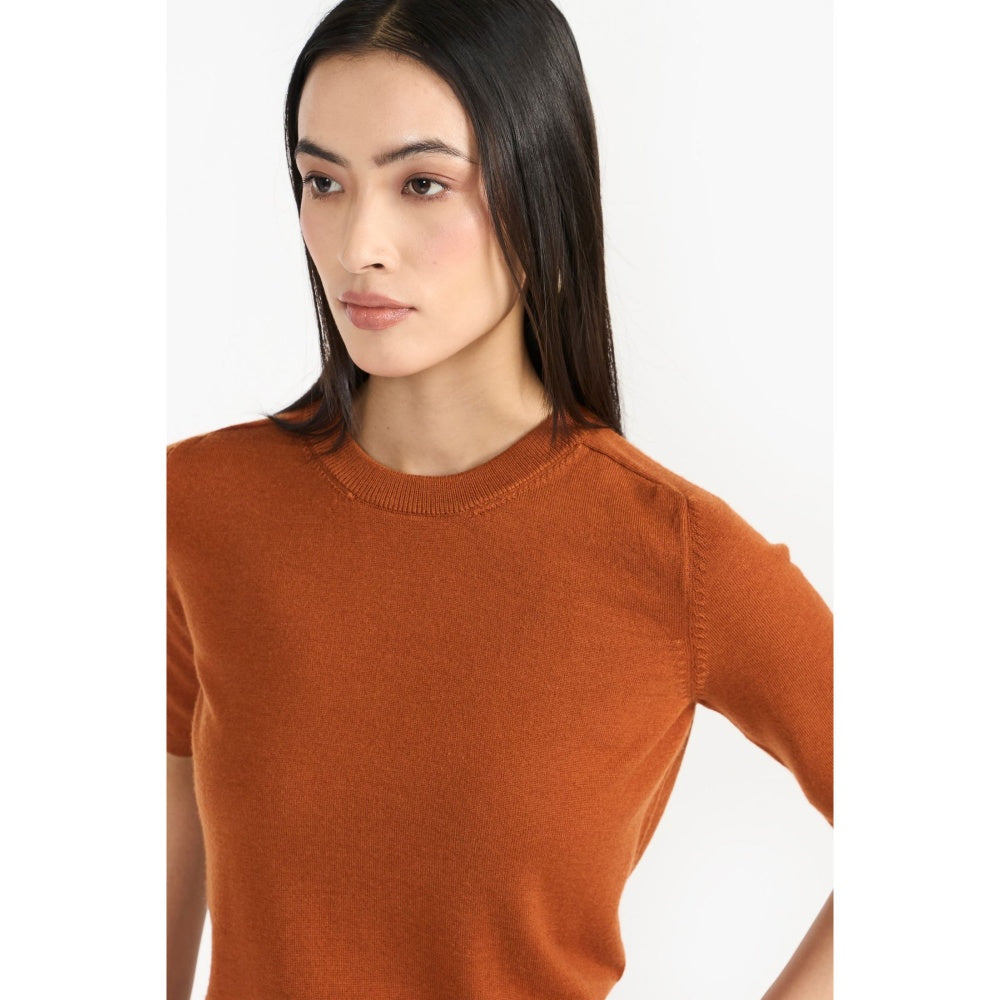 Perona Mindy Brown Round Neck Top