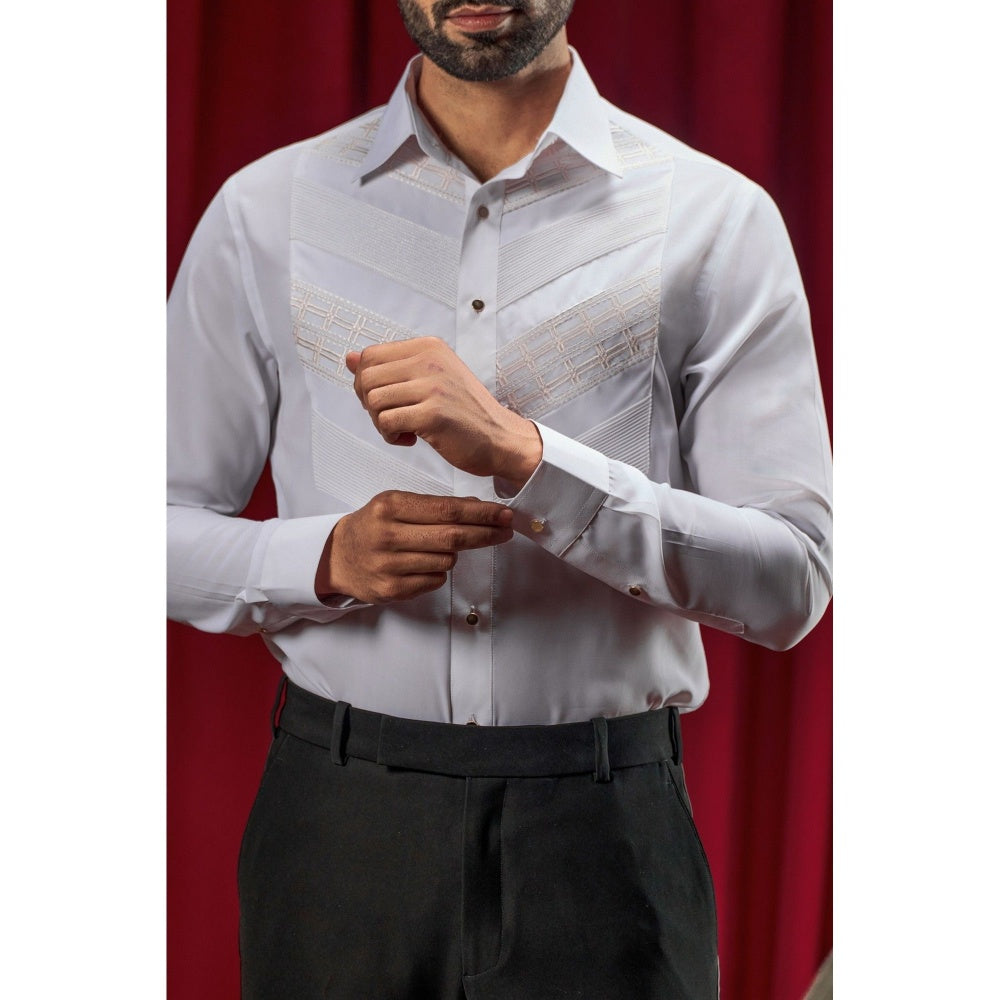 Philocaly Men's Howard White Cotton Blend Regular Fit Shirt