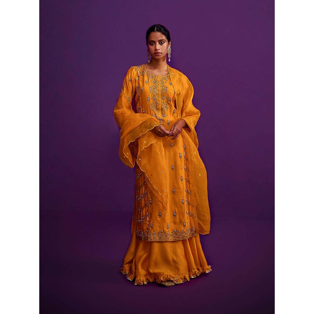 PINK CITY BY SARIKA Heavily Embroidered Kurta with Sharara and Dupatta (Set of 3)
