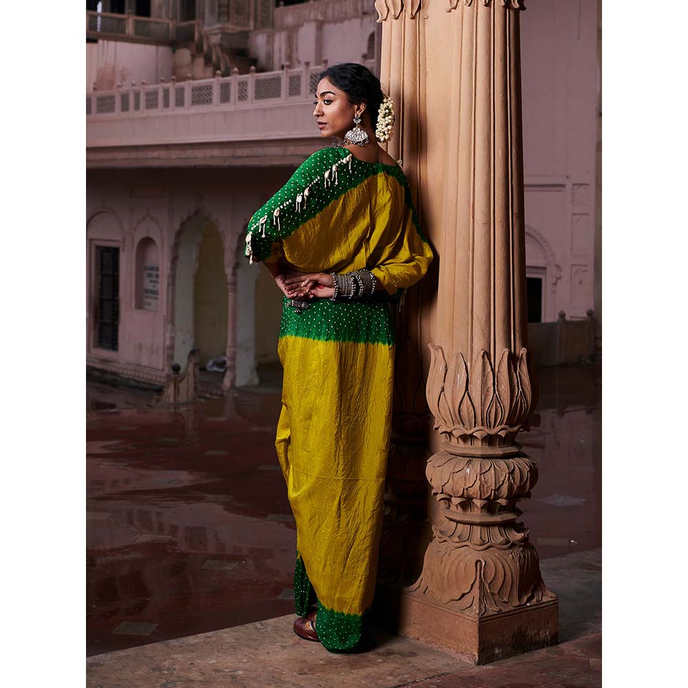 PINK CITY BY SARIKA Ombre Kaftan Top and Drape Skirt (Set of 2)