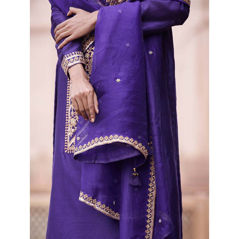 PINK CITY BY SARIKA Purple Kurta With Sharara And Dupatta (Set of 3)