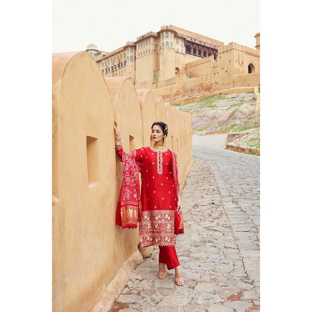 PINK CITY BY SARIKA Women's Dandiya Raas Kurta with Pant and Dupatta (Set of 3)