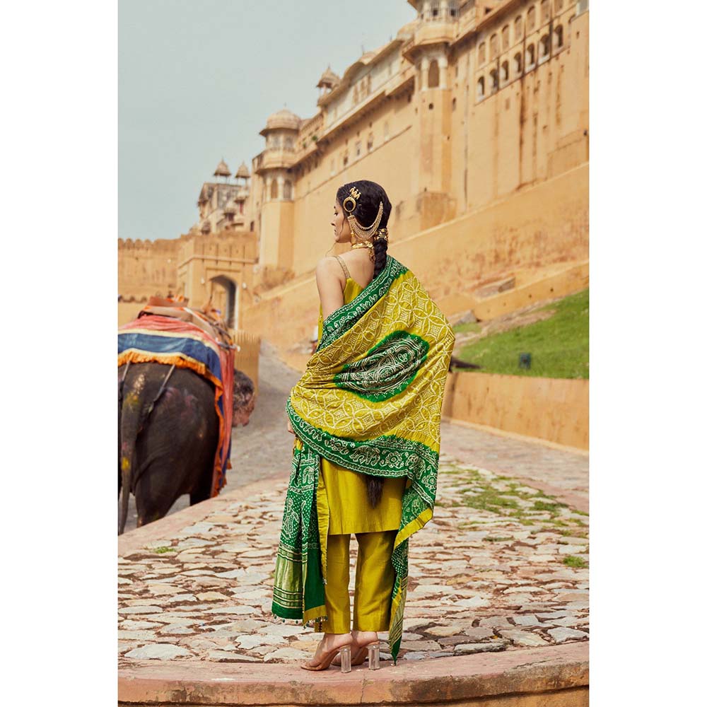 PINK CITY BY SARIKA Women's Strappy Dandiya Raas Kurta with Pant and Dupatta (Set of 3)