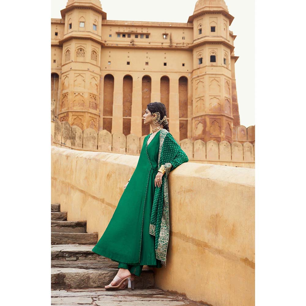 PINK CITY BY SARIKA Women's Hasti Angrakha Kurta with Pant and Dupatta (Set of 3)