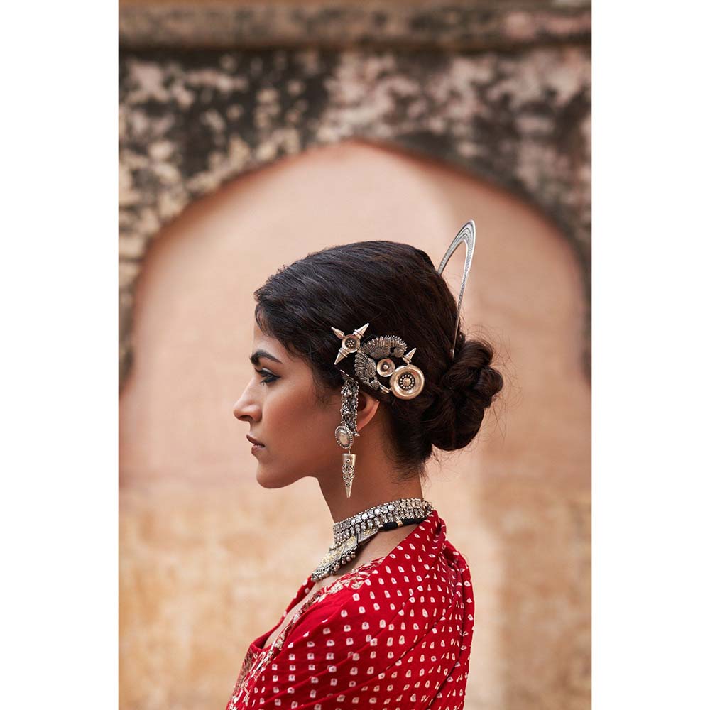 PINK CITY BY SARIKA Women's Mor Kalidar Anarkali Kurta with Pant and Dupatta (Set of 3)