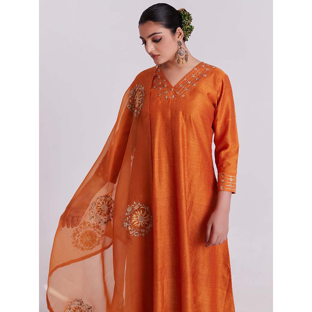 PINK CITY BY SARIKA Orange Kurta with Pant and Dupatta (Set of 3)