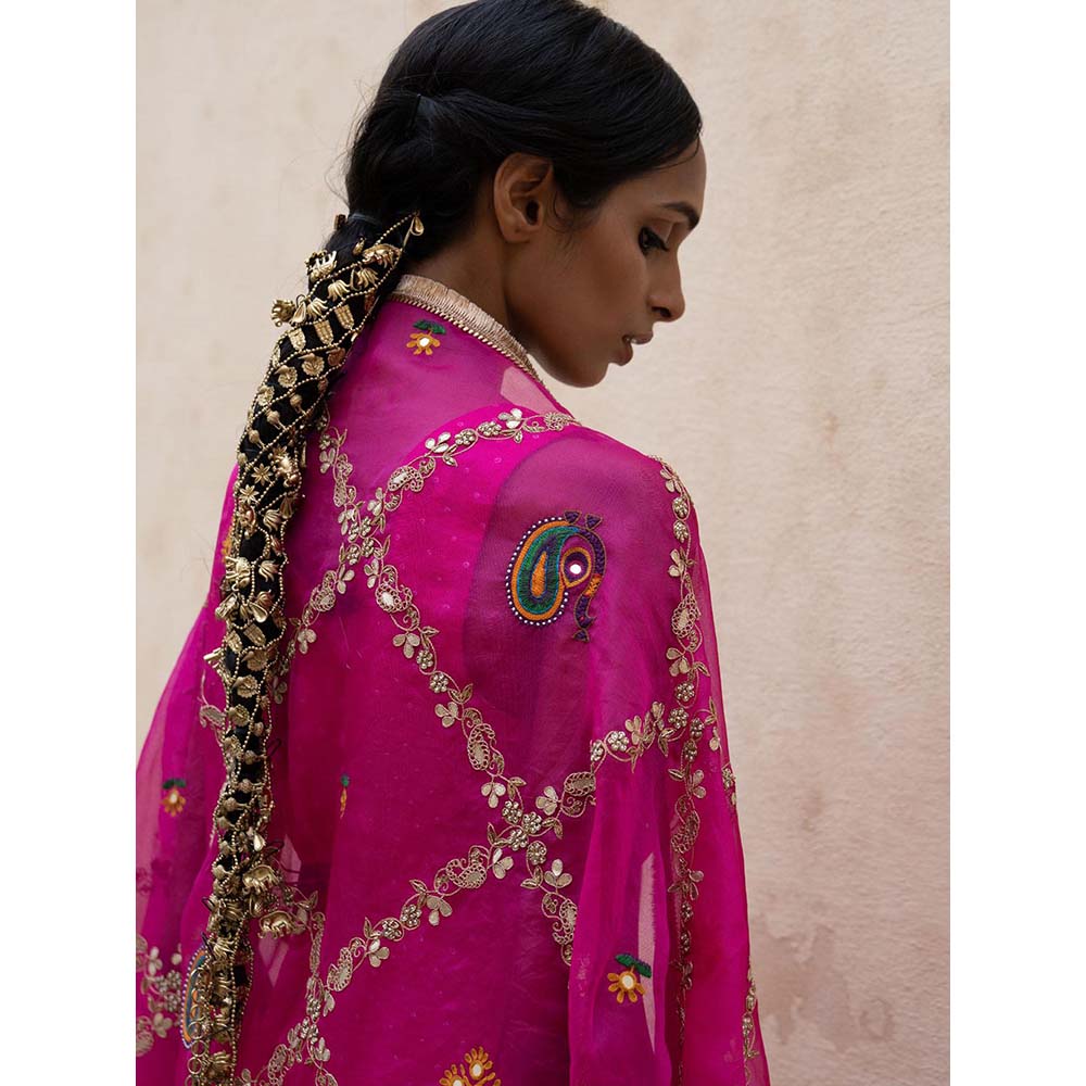 PINK CITY BY SARIKA Slay Pink Kurta with Pant and Dupatta (Set of 3)