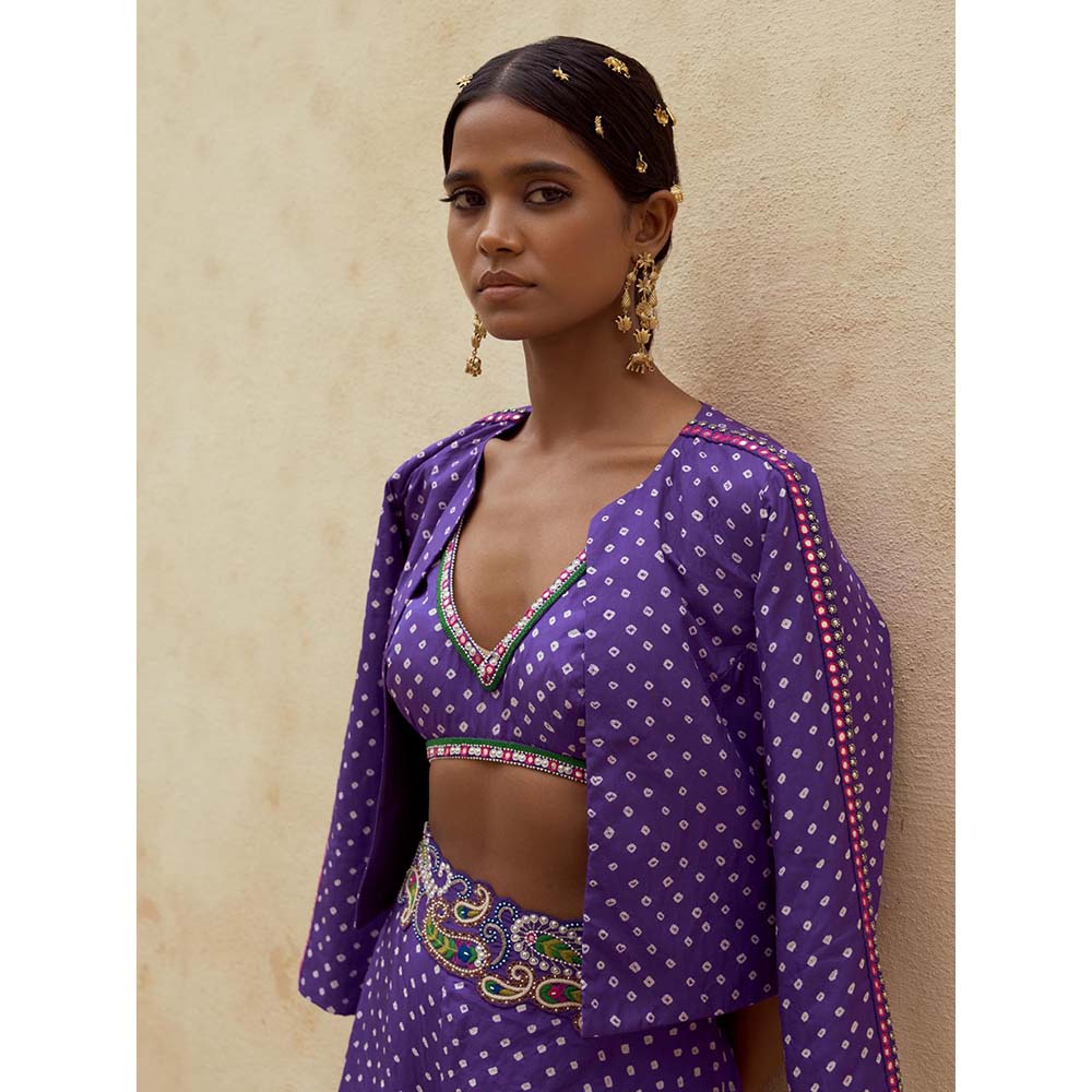 PINK CITY BY SARIKA Blue Boss Babe Blouse with Palazzo and Jacket (Set of 3)