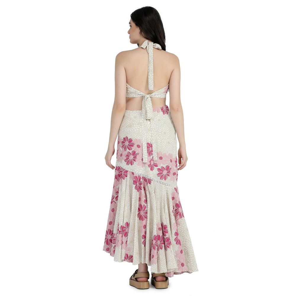 Pinnacle By Shruti Sancheti Bone Asymmetrical Printed Dress