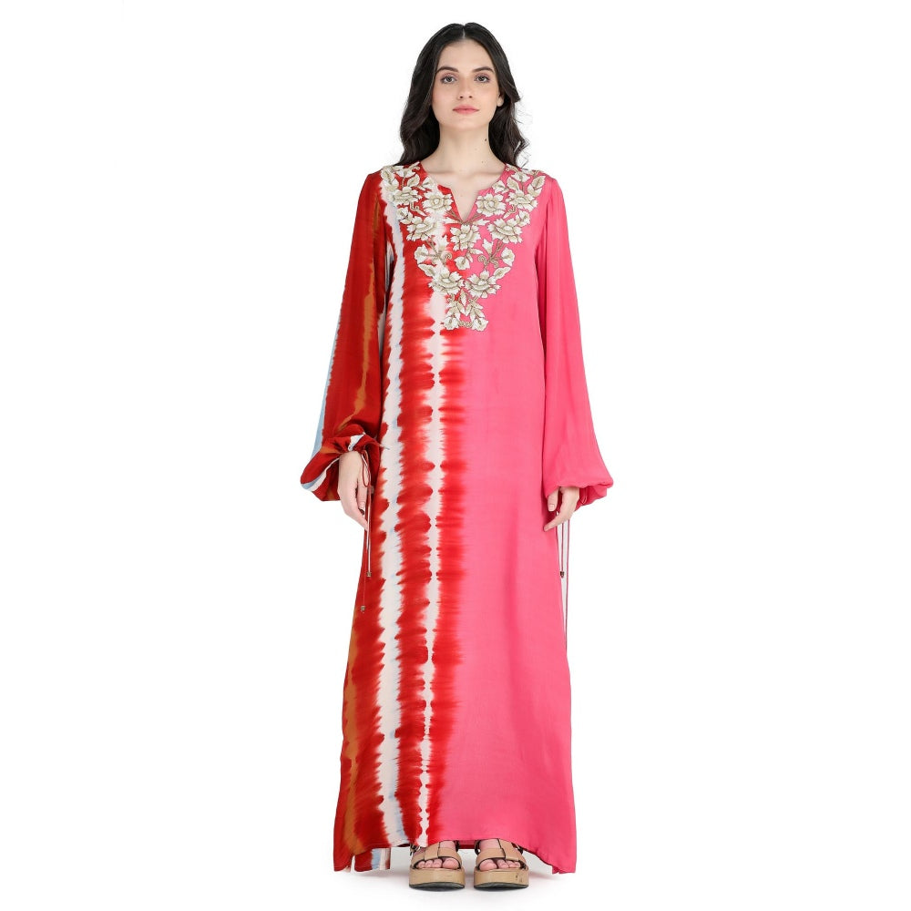 Pinnacle By Shruti Sancheti Margengta Tie and Dye Embroidery Kaftan Maxi Dress