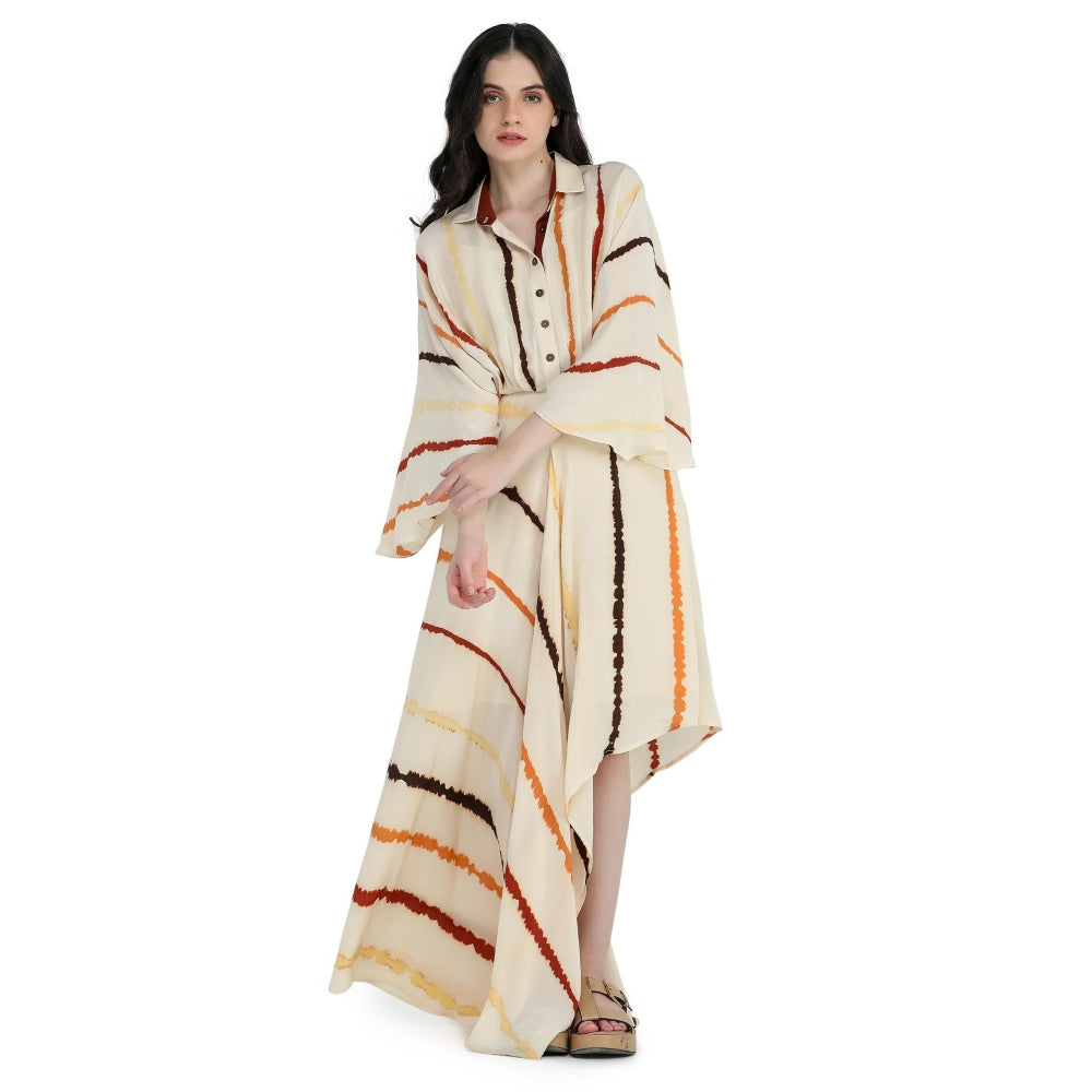 Pinnacle By Shruti Sancheti Bone Tie And Dye Asymmetrical Kimono Dress