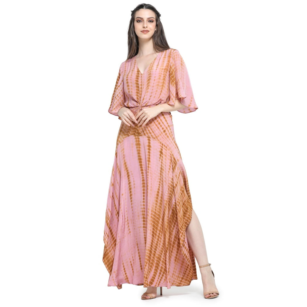 Pinnacle By Shruti Sancheti Onion Pink Tie & Dye Asymmetrical Dress