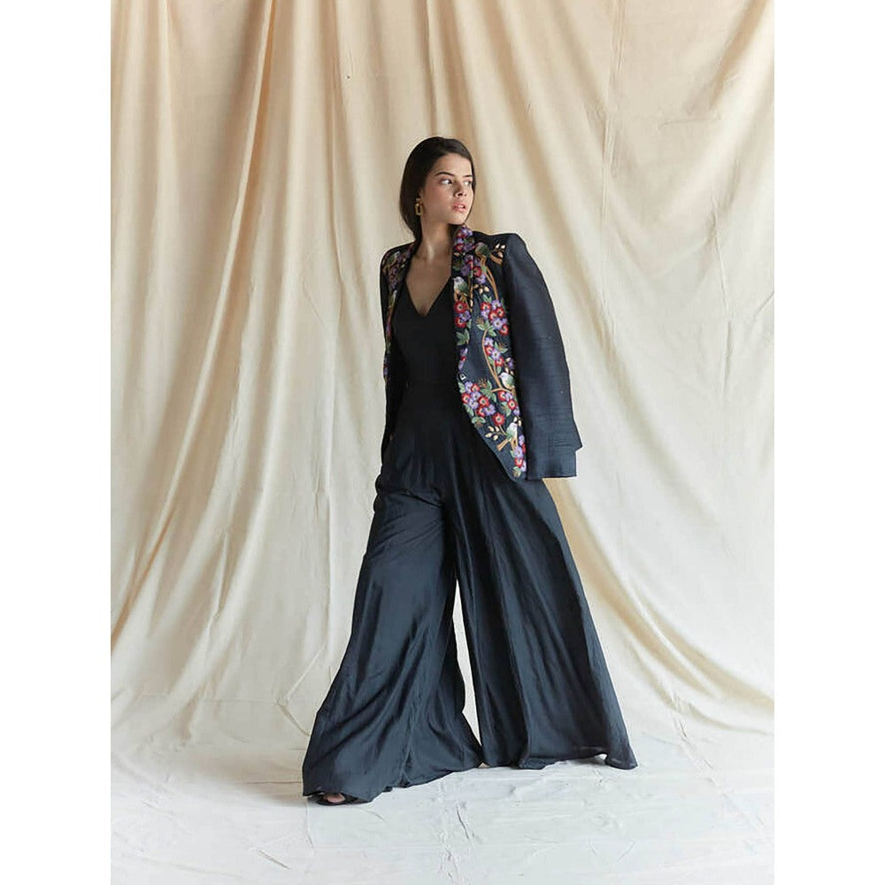 Pinnacle By Shruti Sancheti Black Silk Jumpsuit