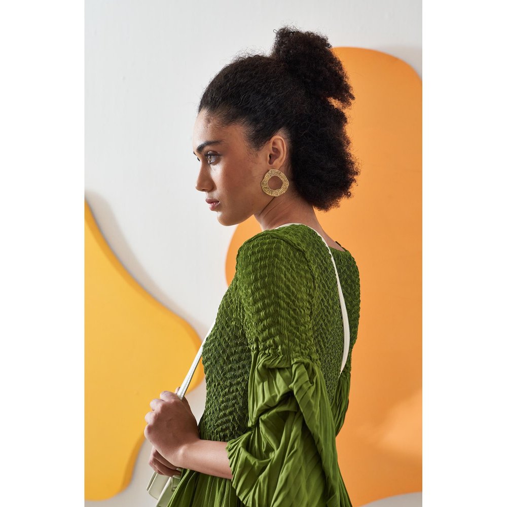 Pleats by Aruni Lime Green Weavey Co-Ord (Set of 2)