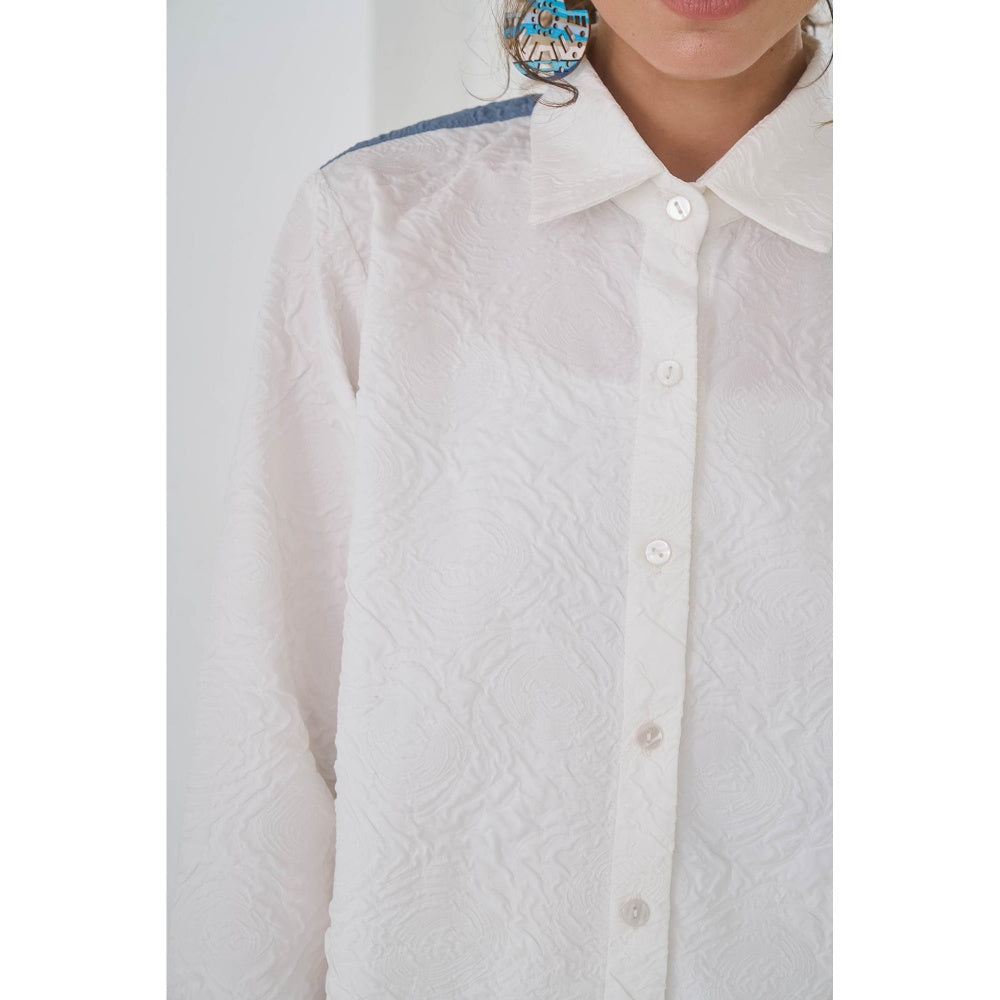 Pleats by Aruni White Colo Block Crushed Co-Ord (Set of 2)