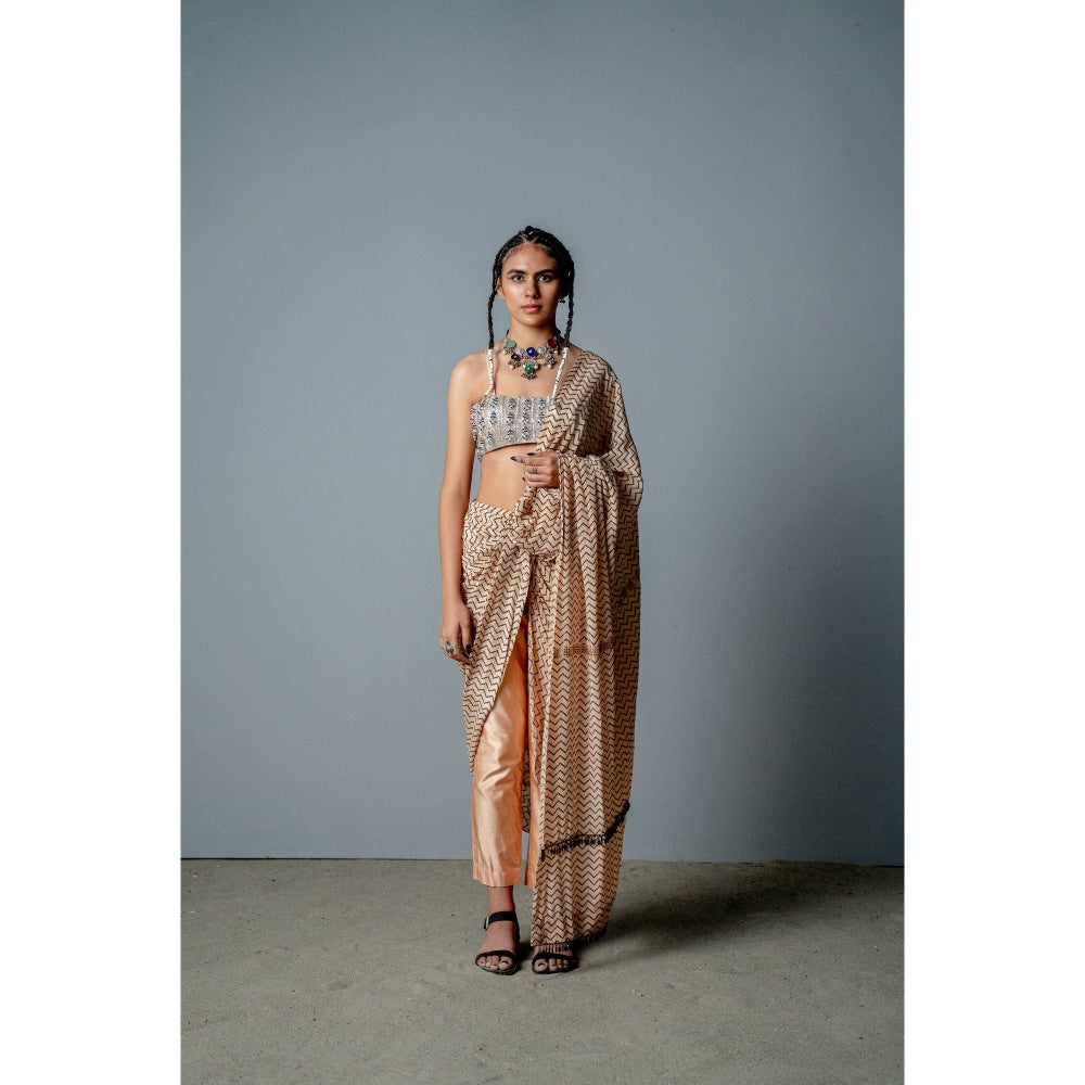 POOJA RAJGARHIA GUPTA The Zenobia Drape Saree with Attached Pant and with Stitched Blouse