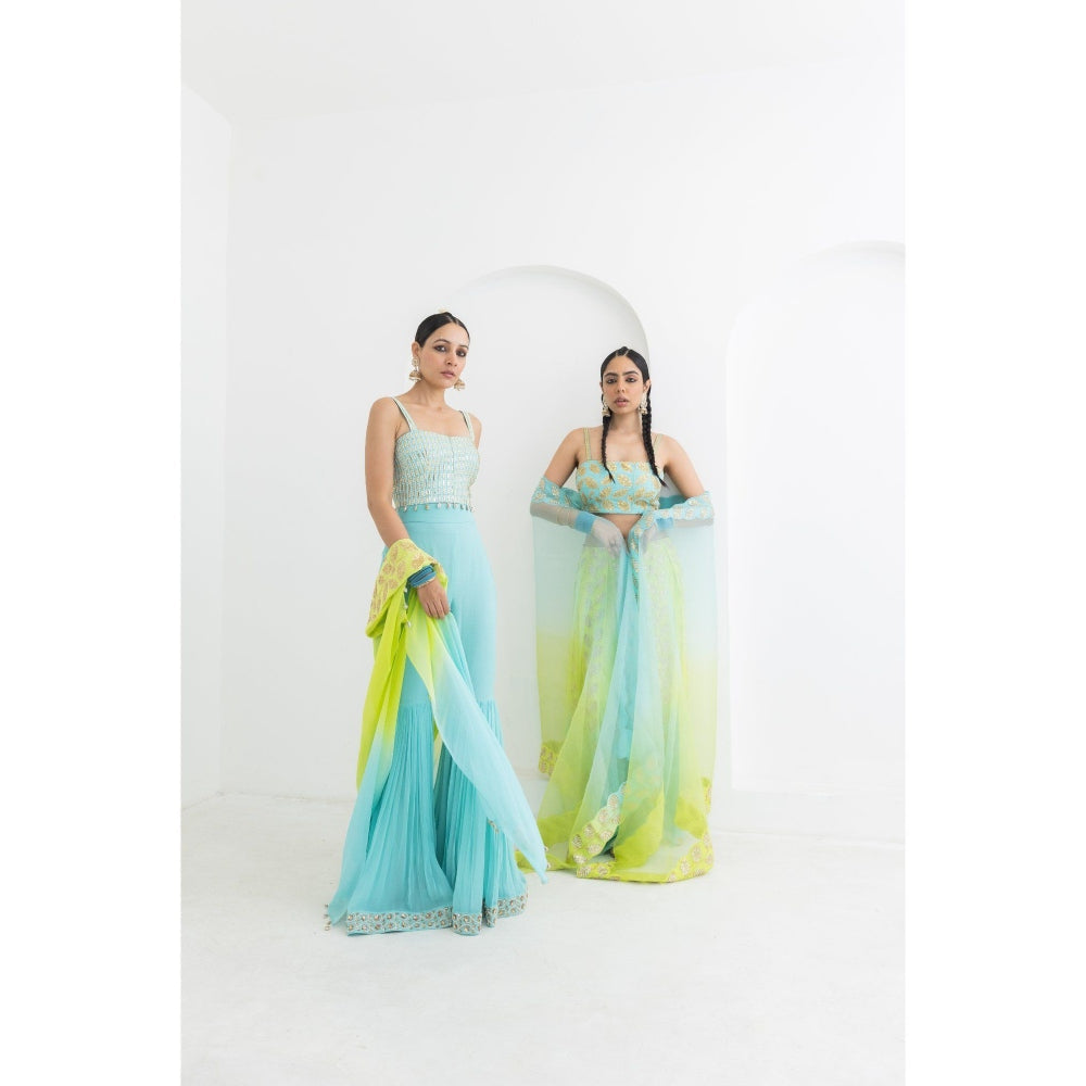 POOJA RAJGARHIA GUPTA Mogra Trouser with Bustier and Dupatta (Set of 3)