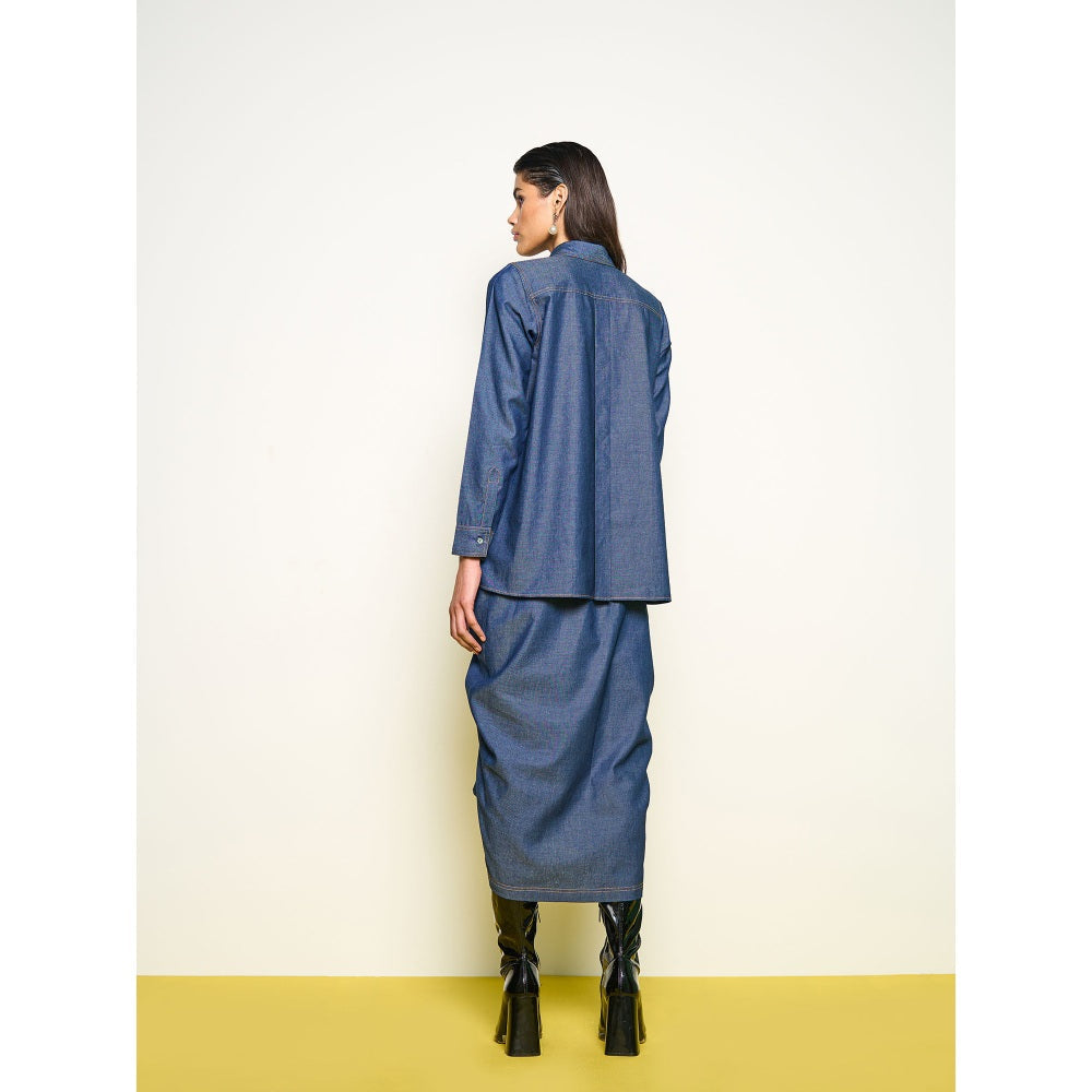 POOJA RAJGARHIA GUPTA Blue Denim Wildflower Shirt