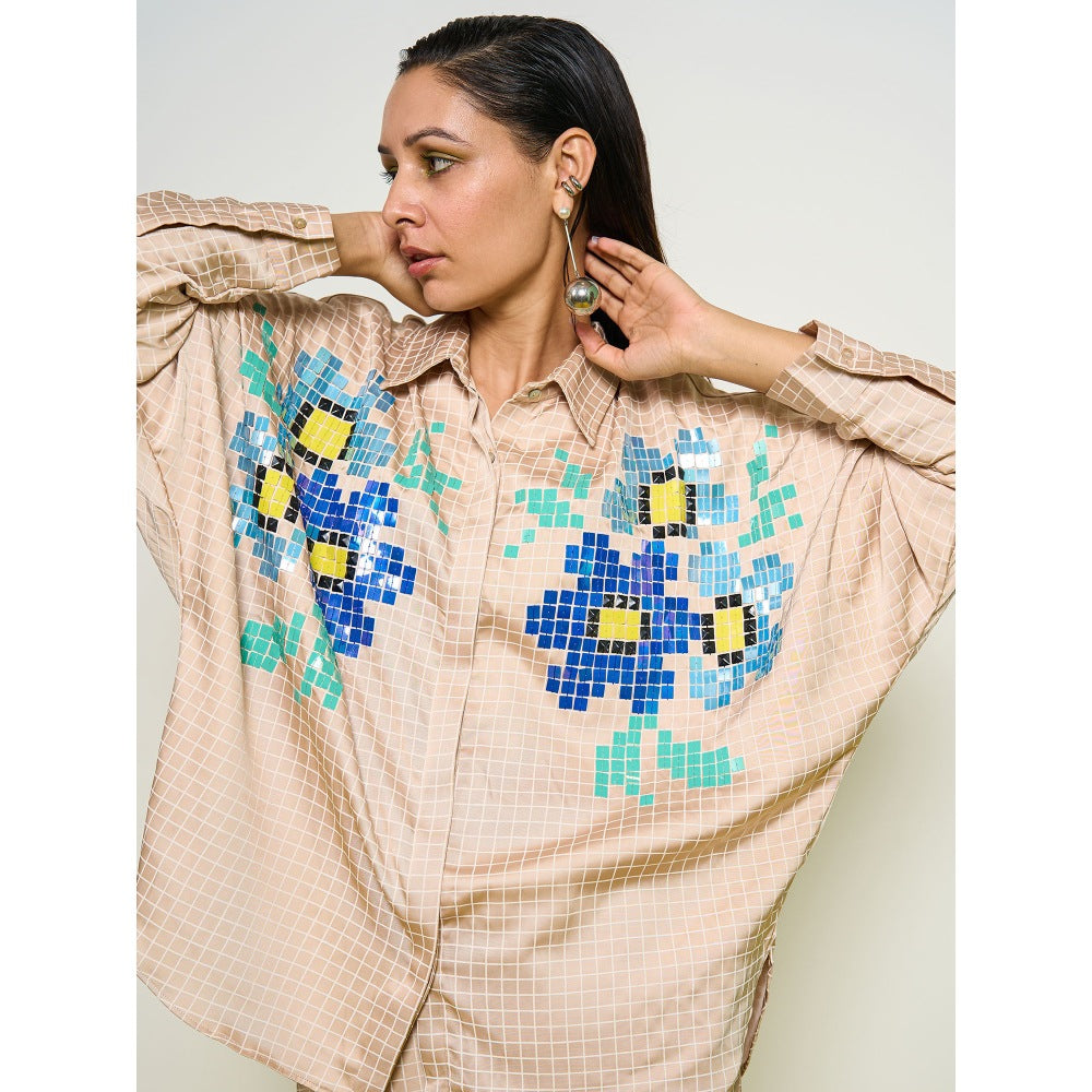 POOJA RAJGARHIA GUPTA Nude Wildflower Shirt