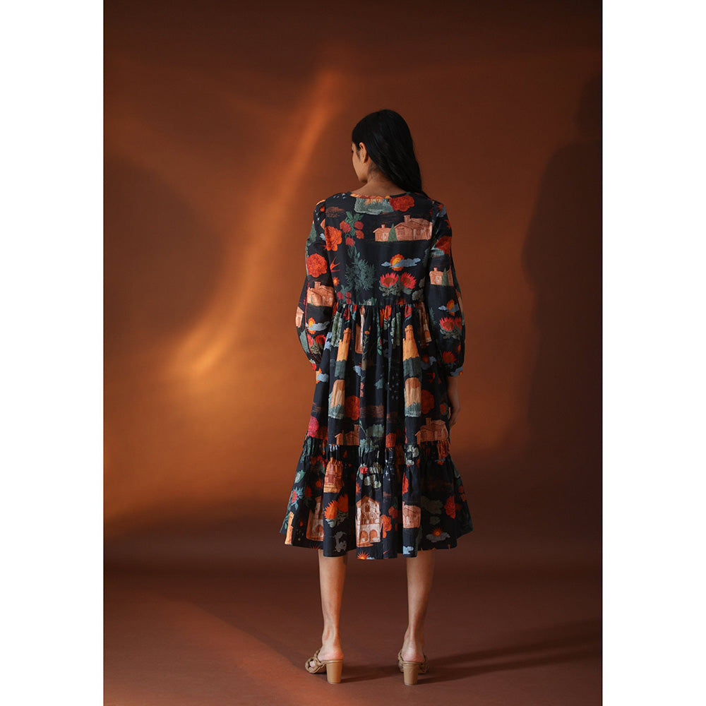 Pozruh By Aiman Juno Black Midi Dress