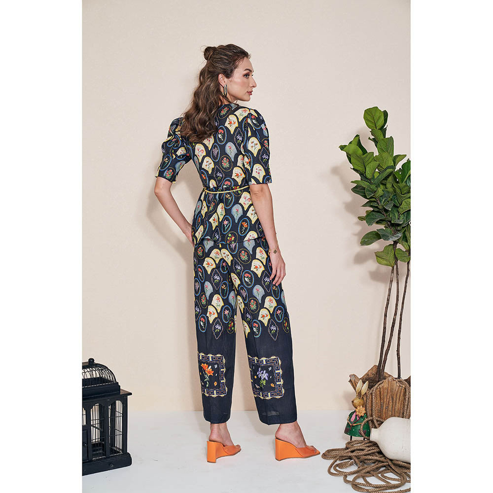 Pozruh By Aiman Raven Top & Raven Pants with Belt Co-Ord (Set of 3)