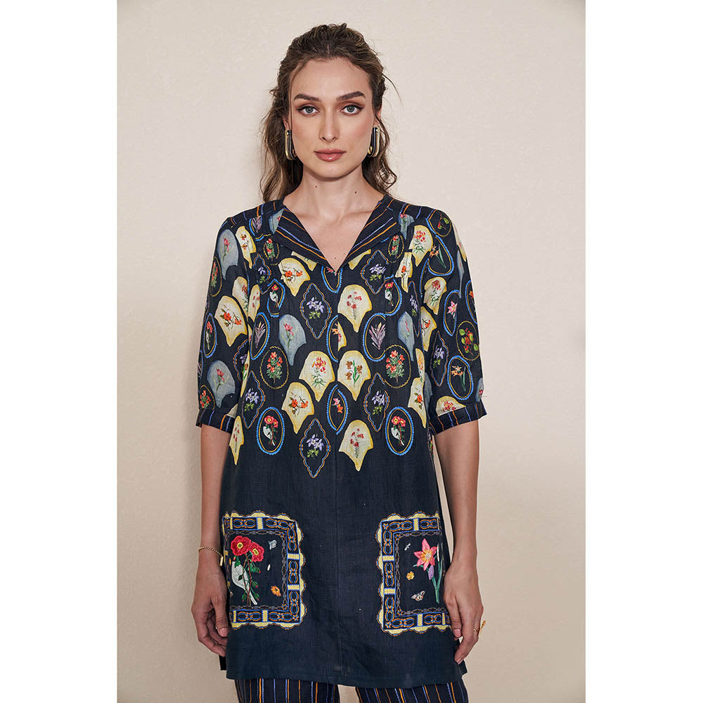 Pozruh By Aiman Magpie Tunic & Pants Black Co-Ord (Set of 2)