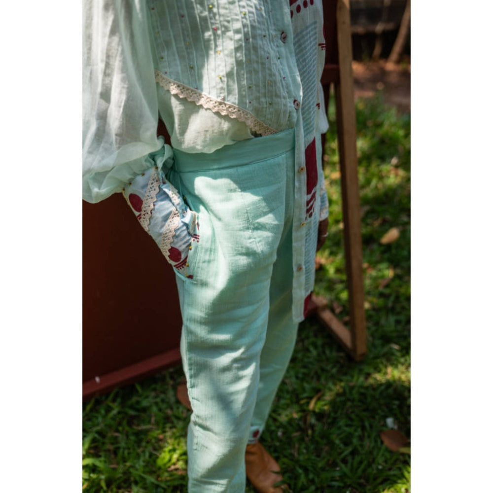 PRATHAA Set- Overlap Shirt With Straight Pants Co-ords
