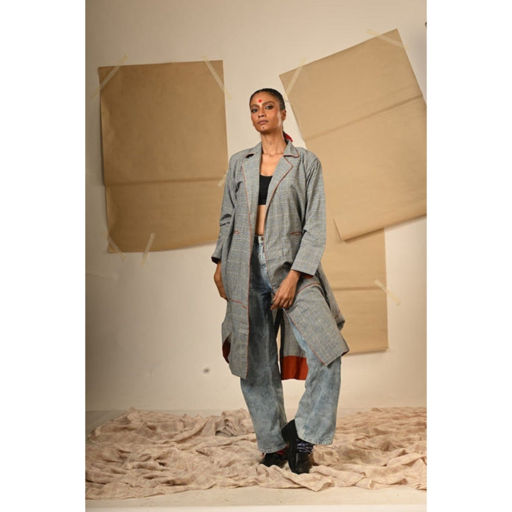 PRATHAA Grey Cowl Jacket - Taana Baana