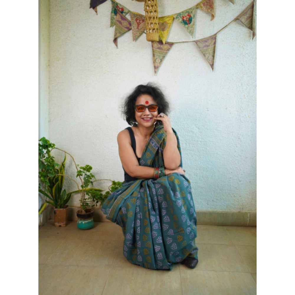 PRATHAA Harini Batik Print Handloom Cotton Saree Without Blouse