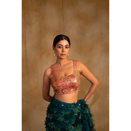 PRIYANKA RAAJIV Anmol Embellished Square Neck Stitched Blouse