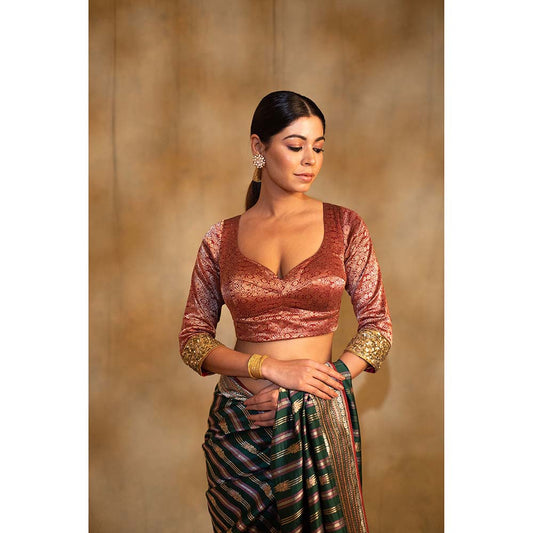 PRIYANKA RAAJIV Nol Woven Hand Embroidered Stitched Blouse