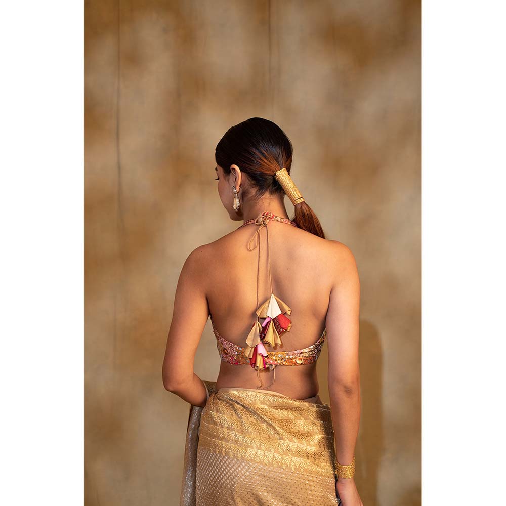 PRIYANKA RAAJIV Jahnu Embellished Halter Neck Stitched Blouse