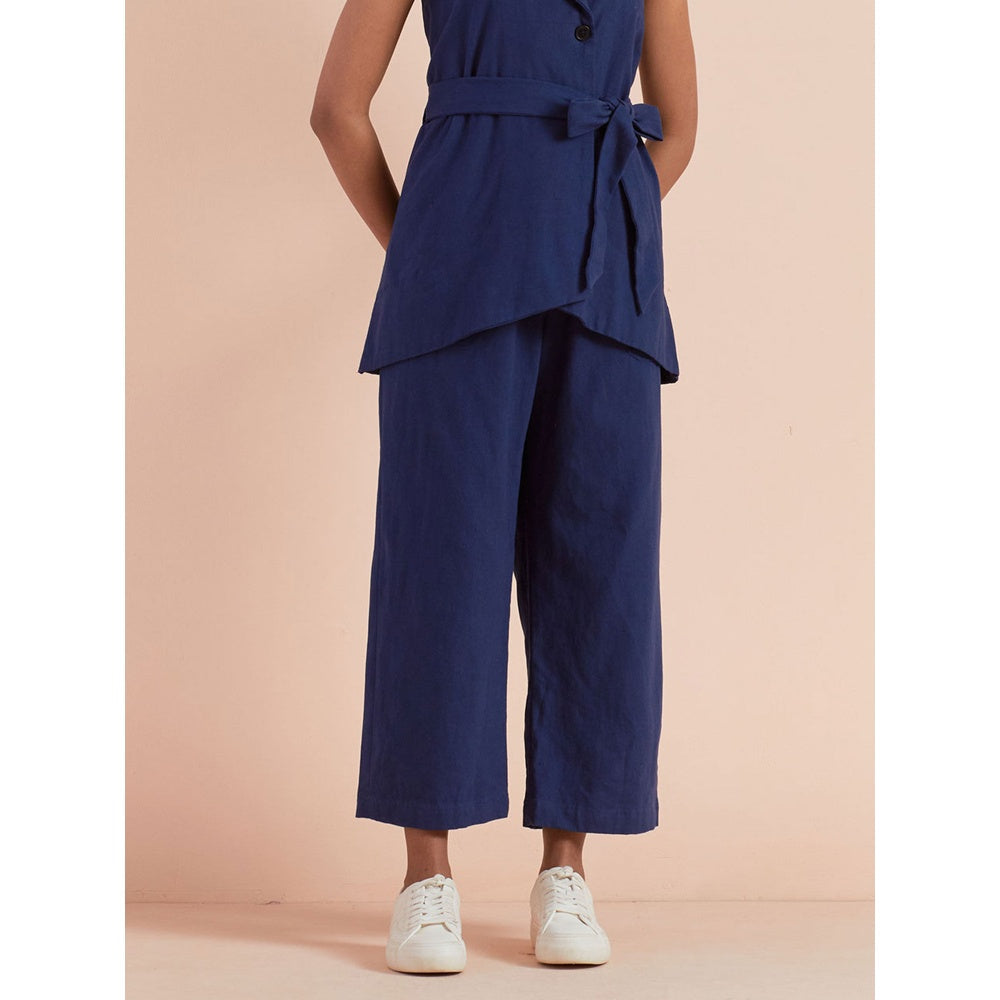 Priya Chaudhary Solid Navy Blue Co-ord (Set of 3)