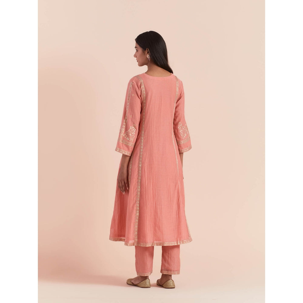 Priya Chaudhary Peach Soft Chanderi Kurta
