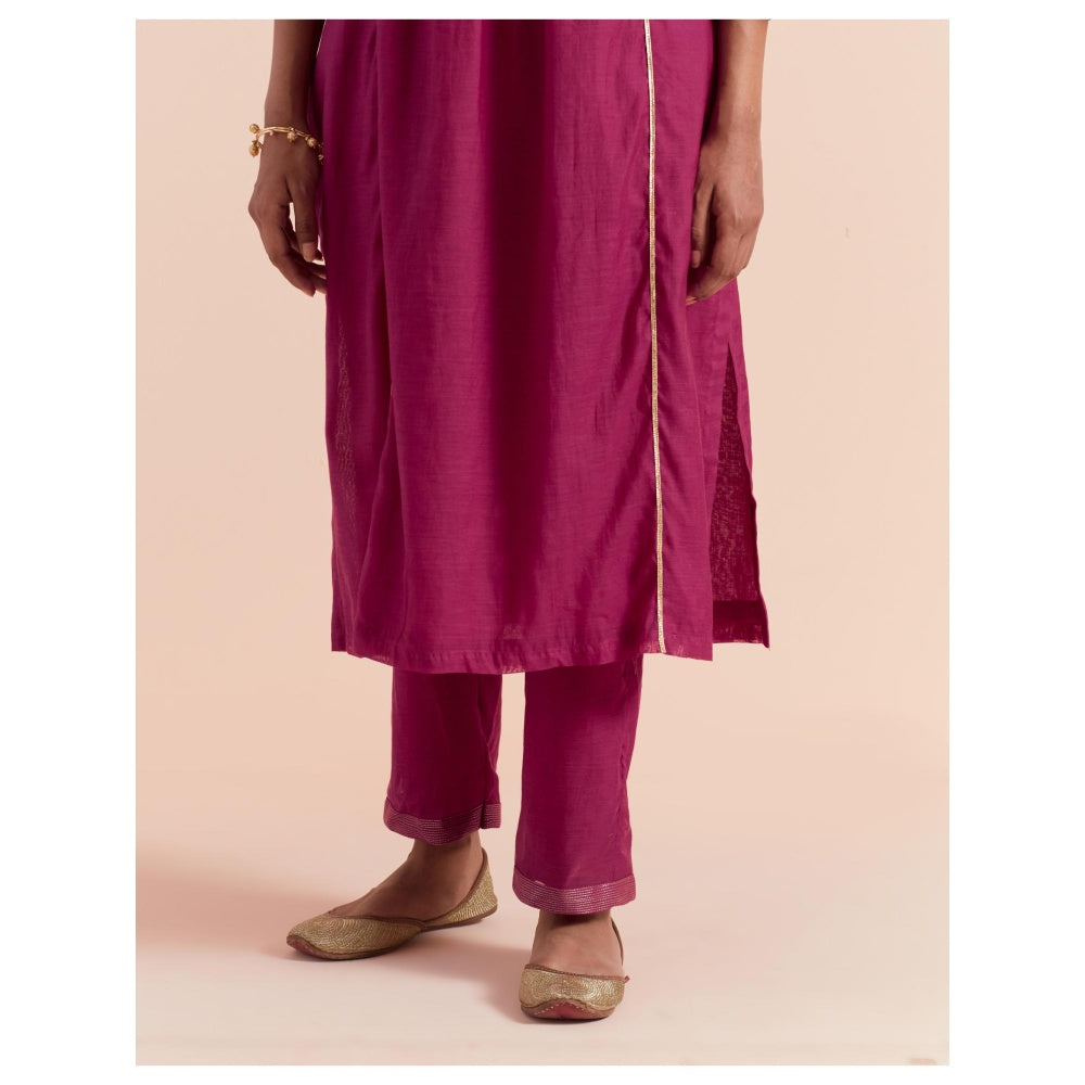 Priya Chaudhary Pink Embroidered Kurta with Pant and Dupatta (Set of 3)