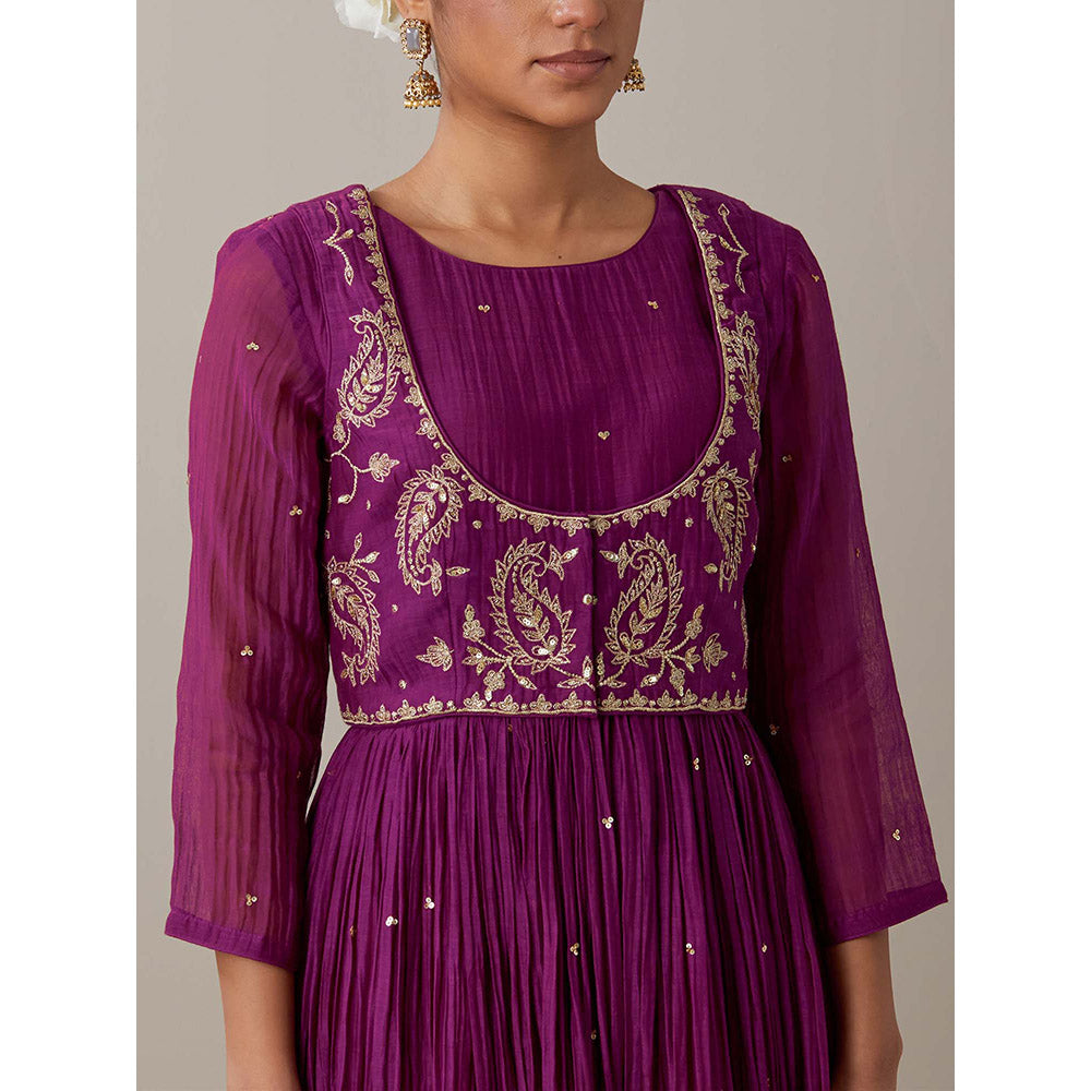 Priya Chaudhary Purple Kurtas Purple Kurta with Pant and Jacket (Set of 3)
