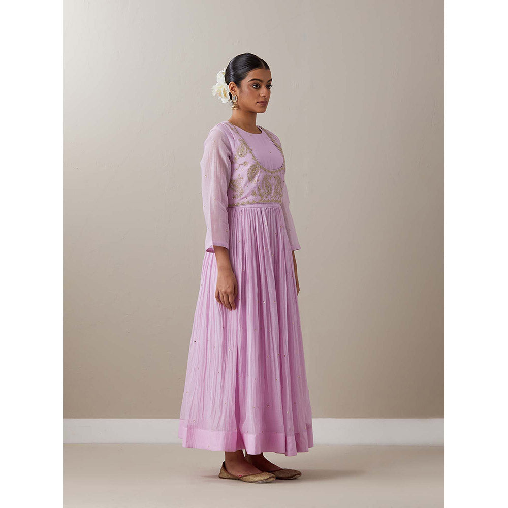 Priya Chaudhary Light Pink Kurtas Mauve Kurta with Jacket (Set of 2)