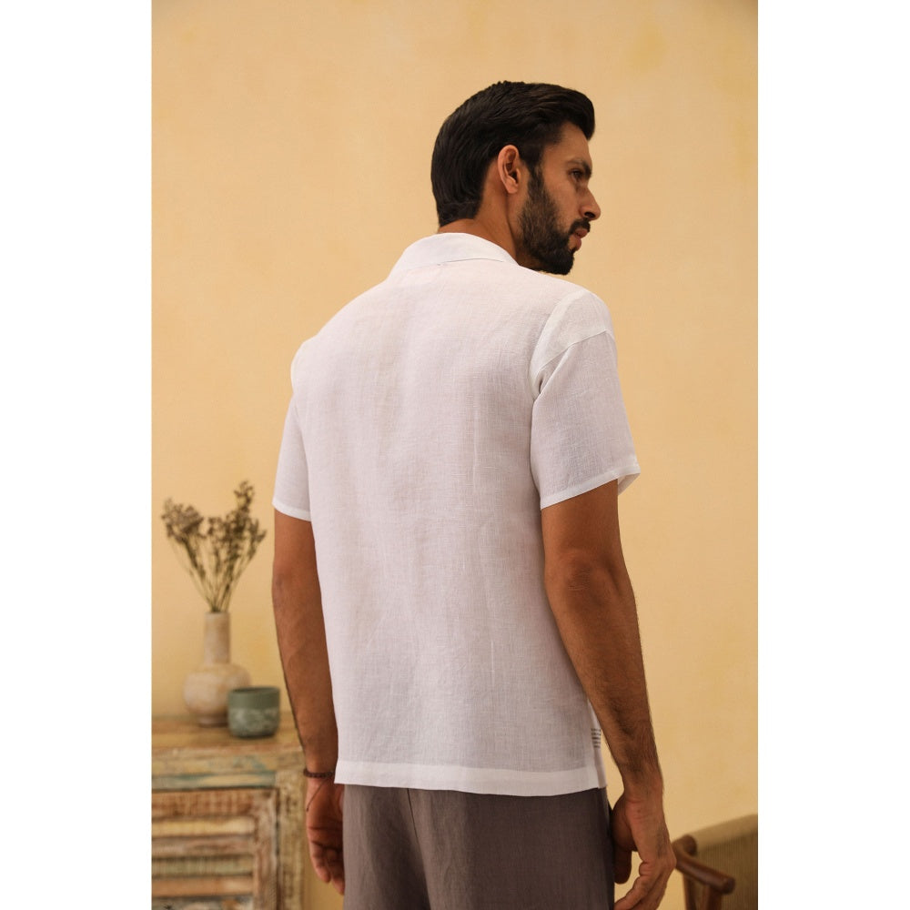 PRIMAL GRAY White Organic Linen Oversize 2 Colour Shirt