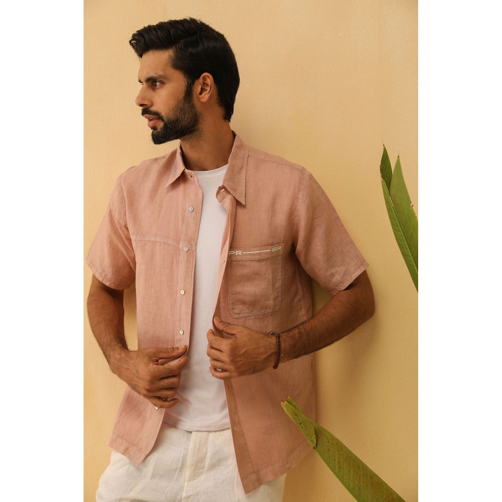 PRIMAL GRAY Dusky Pink Organic Linen Oversize 2 Colour Shirt