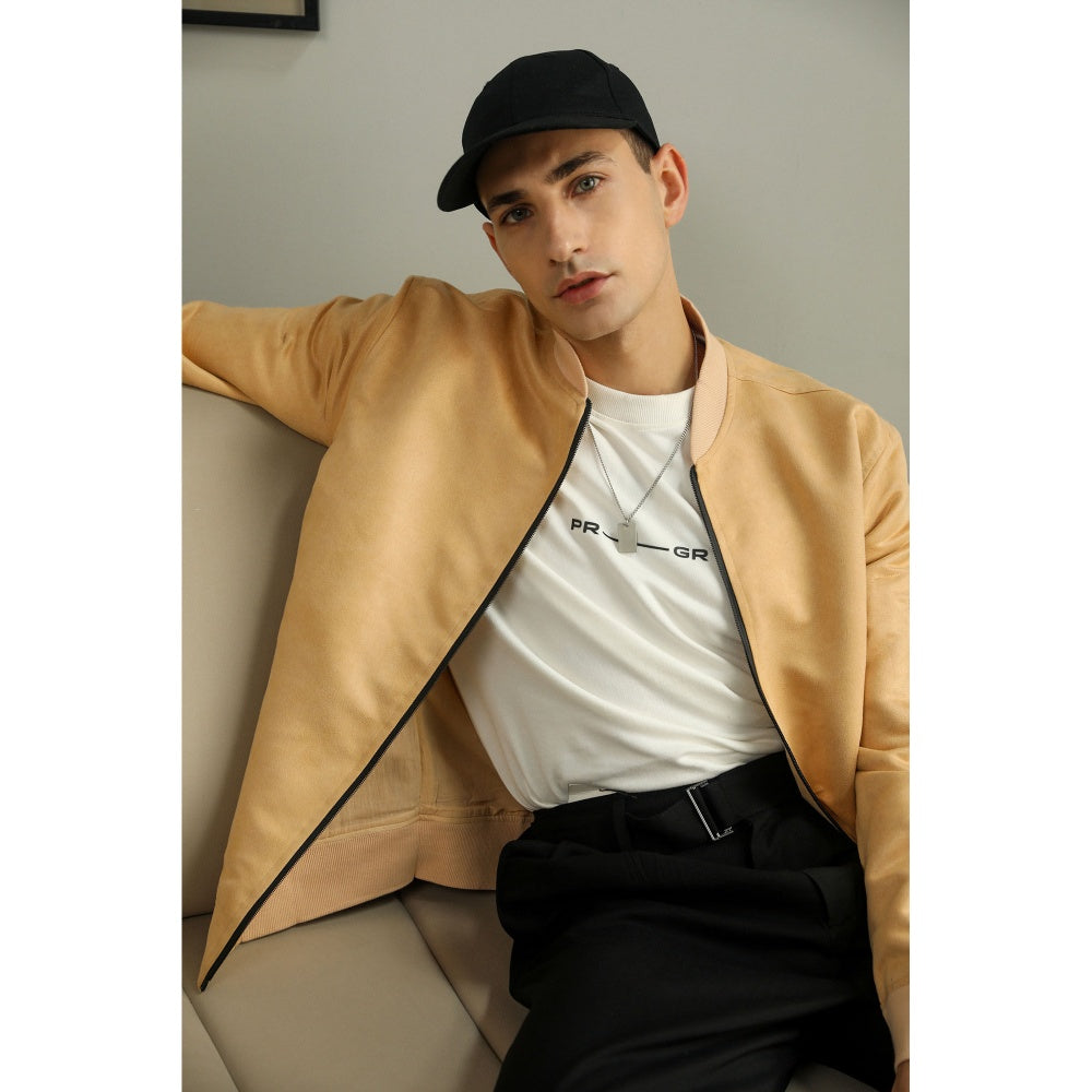 PRIMAL GRAY Beige Rpet Suede Oversize Bomber
