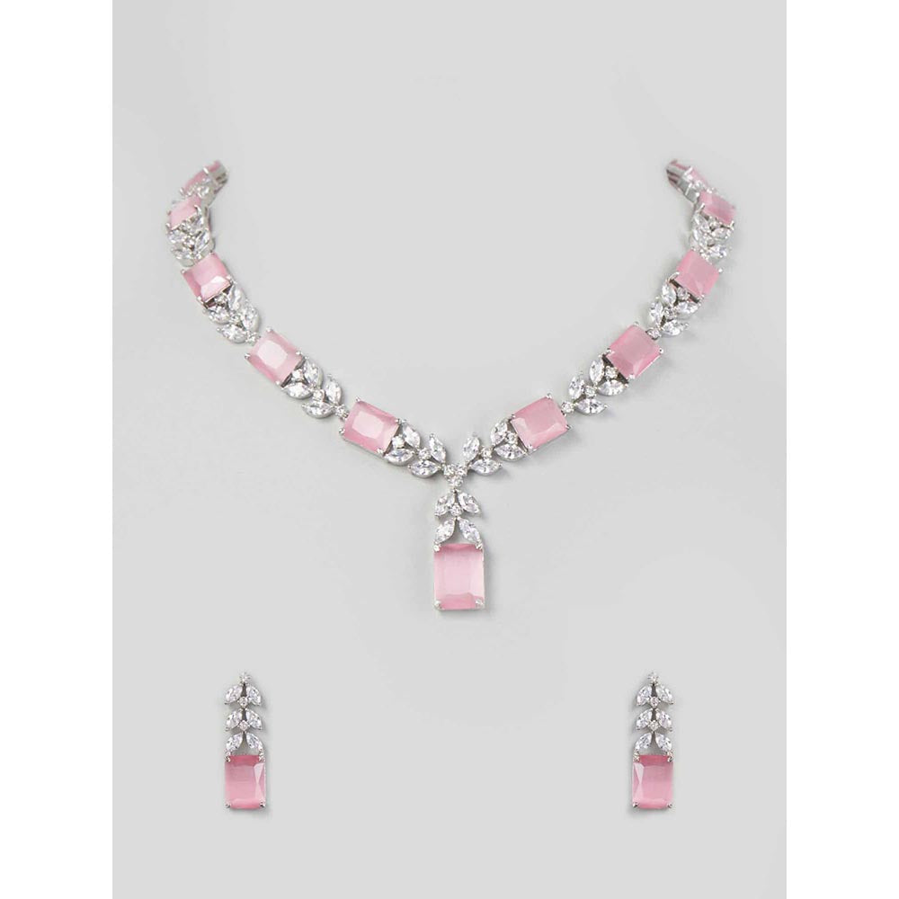 PRIHAN LUXURY Pink & White Quartz Jewellery Set