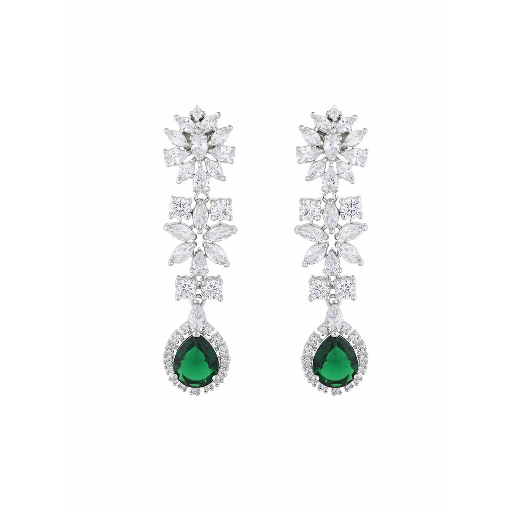 PRIHAN LUXURY White & Green Mystic Emerald Jewellery Set