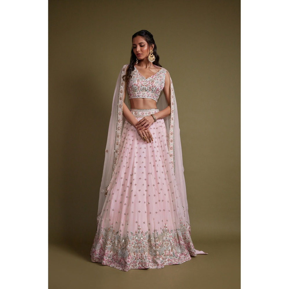 Pritika Vora Baby Pink Pearl Work Lehenga with Blouse & Dupatta (Set of 3)
