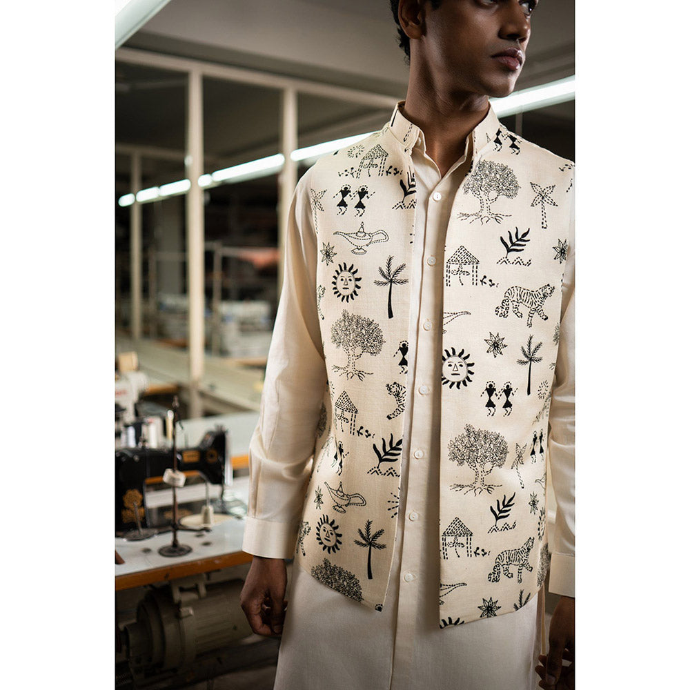 Project Bandi Beige Vaana Open Nehru Jacket