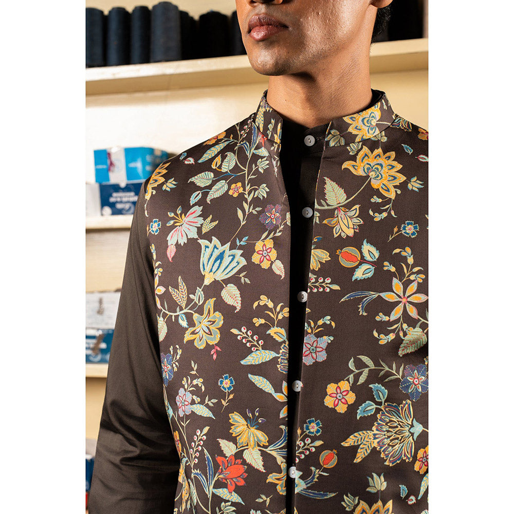 Project Bandi Brown Kaari Open Nehru Jacket