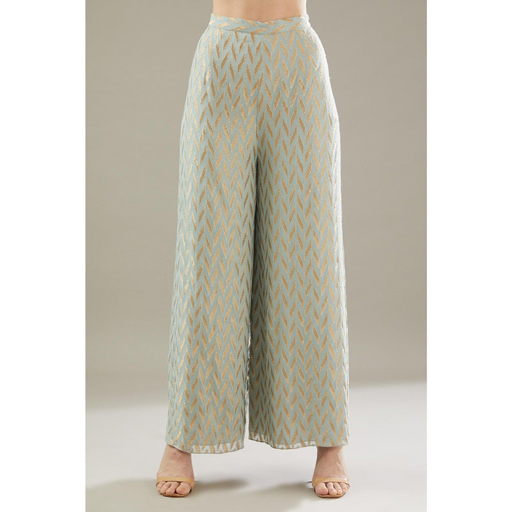 PS Pret by Payal Singhal Powder Blue Embroidered Kaftan With Palazzo (Set of 2)