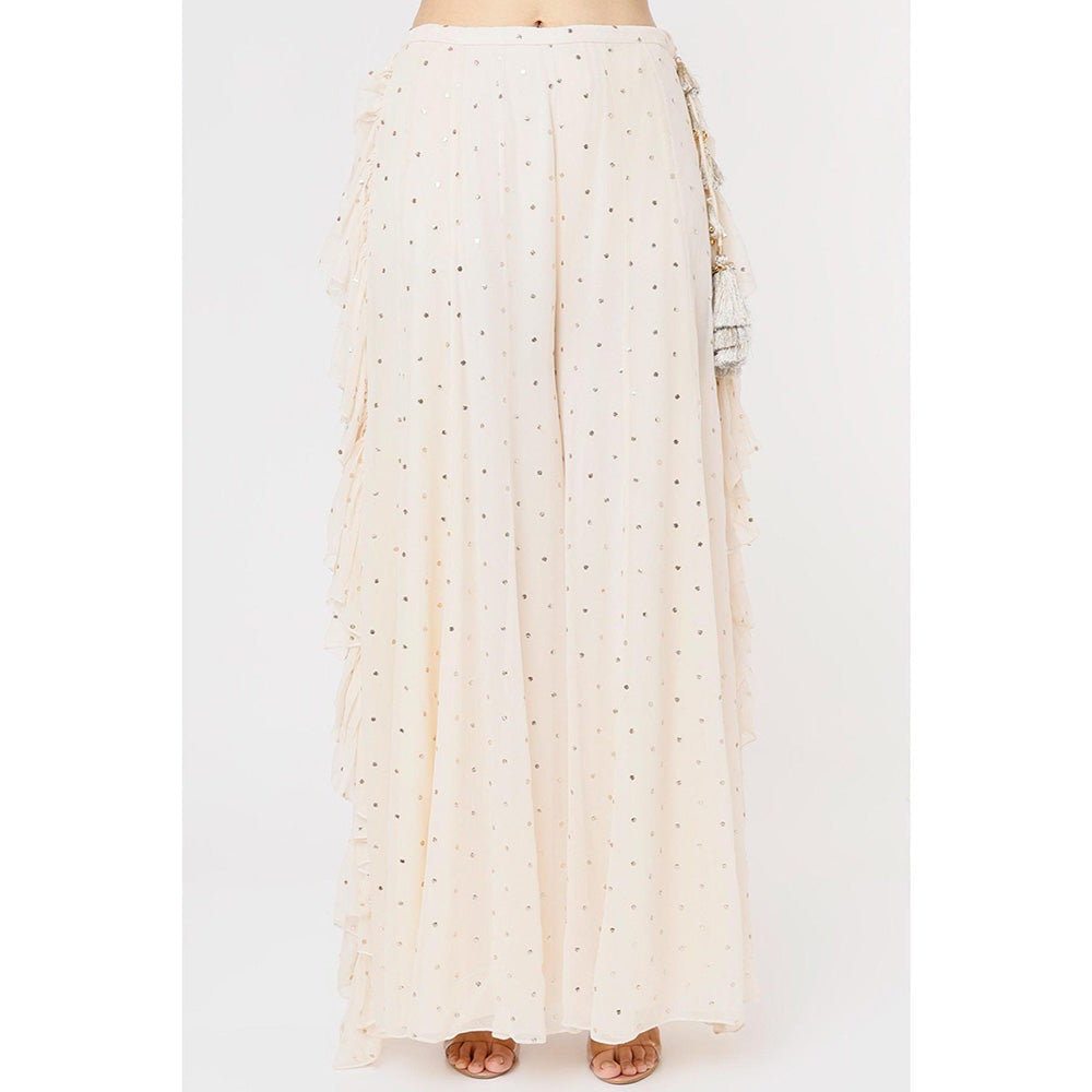 PS Pret by Payal Singhal Off White Embroidered With Bustier And Sharara (Set of 2)