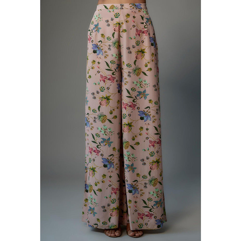 PS Pret by Payal Singhal Pink Embroidered Yoke Kurta With Palazzo And Dupatta (Set of 3)