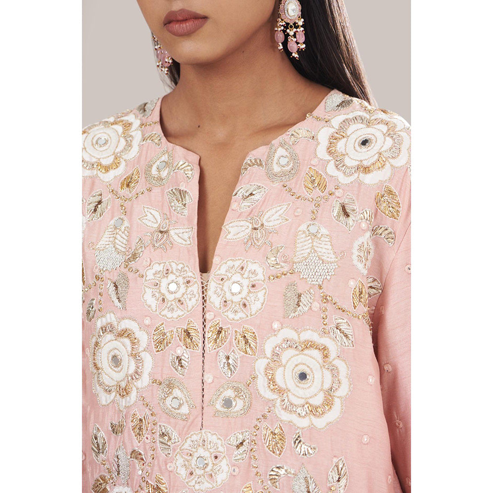 PS Pret by Payal Singhal Rose Pink Embroidered Kurta With Palazzo And Dupatta (Set of 3)