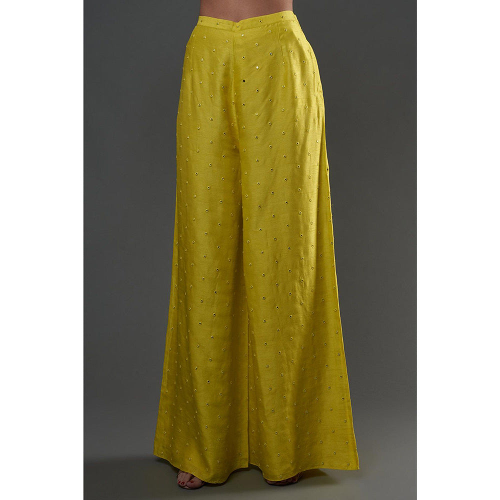 PS Pret by Payal Singhal Yellow Embroidered Kurta With Palazzo And Dupatta (Set of 3)